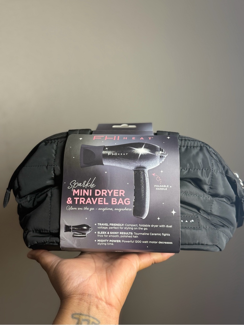 FHI HEAT Glam Mini Hair Dryer & Travel Bag - Black